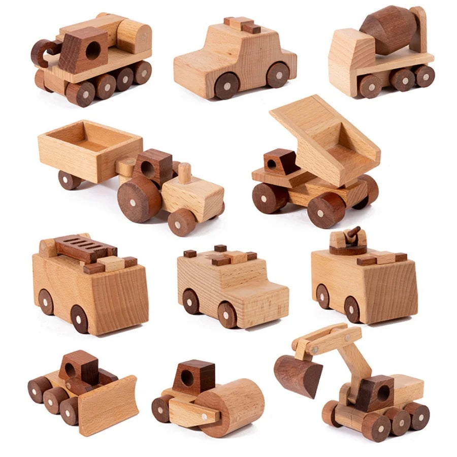 Wooden Engineering Vehicle Toy Set (11 Pieces)
