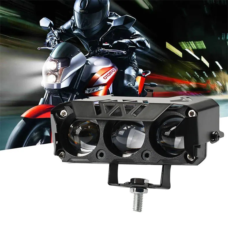 Dual Color LED Spotlight with High/Low Beam for Motorcycles and Vehicles