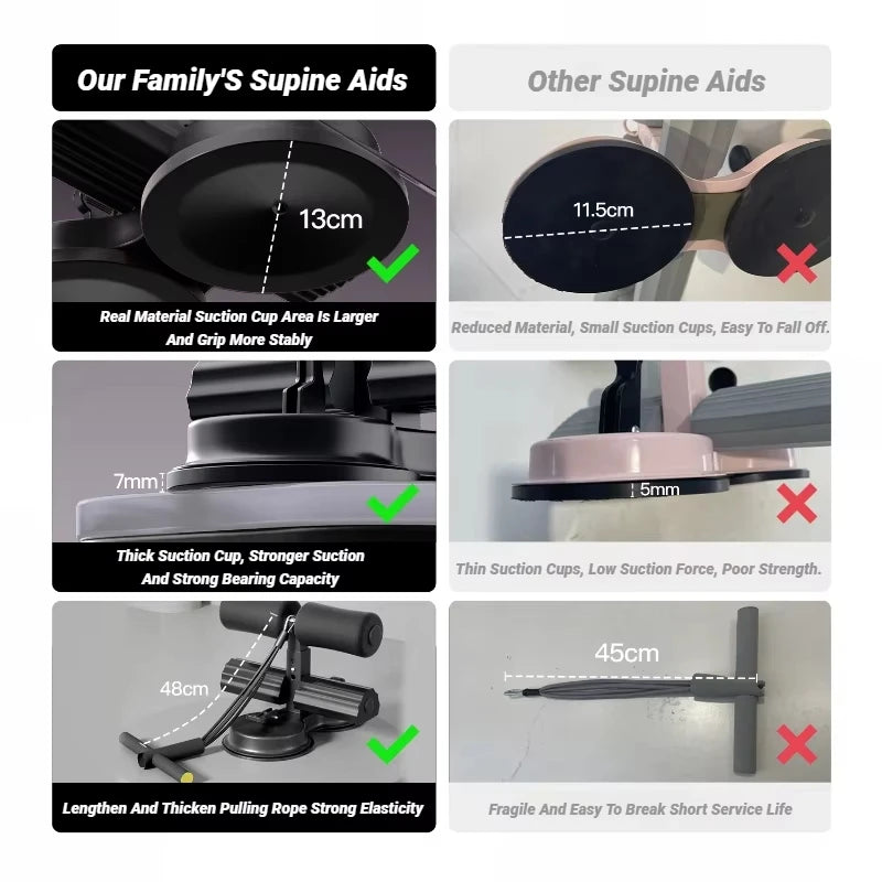 Adjustable Abdominal Sit-Up Assist with Suction Cups