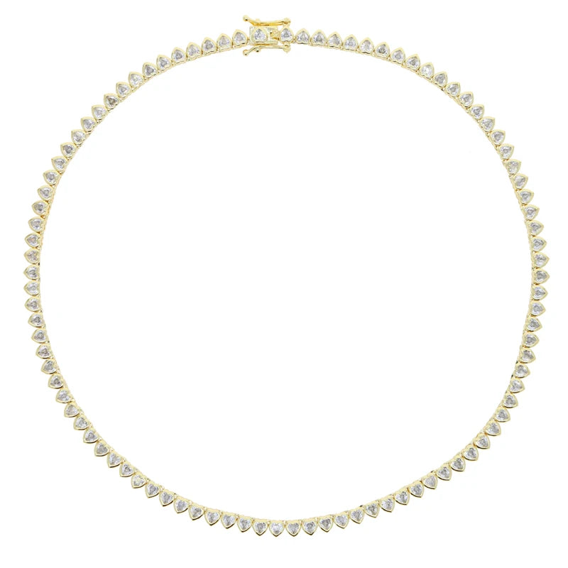 Heart Tennis Jewelry Set with Geometric Bezel