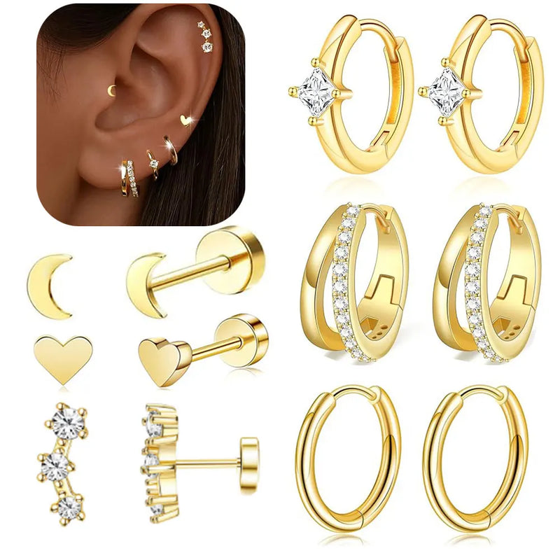 Moon-Shaped Stainless Steel Flatback Earrings