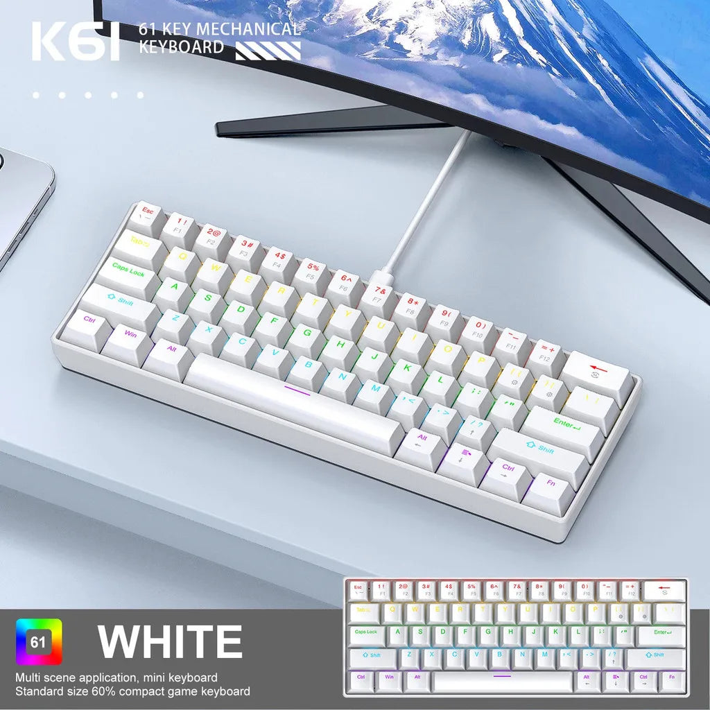 Compact 61-Key Mechanical Gaming Keyboard with RGB Backlighting