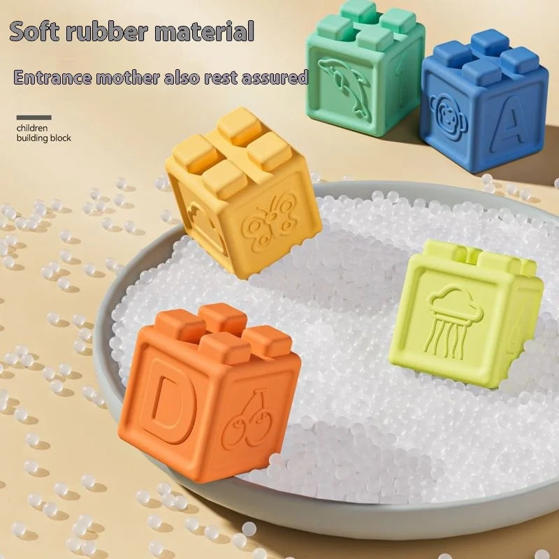 Soft Rubber Building Blocks Set for Babies – Safe, Chewable, and Educational Sensory Toy