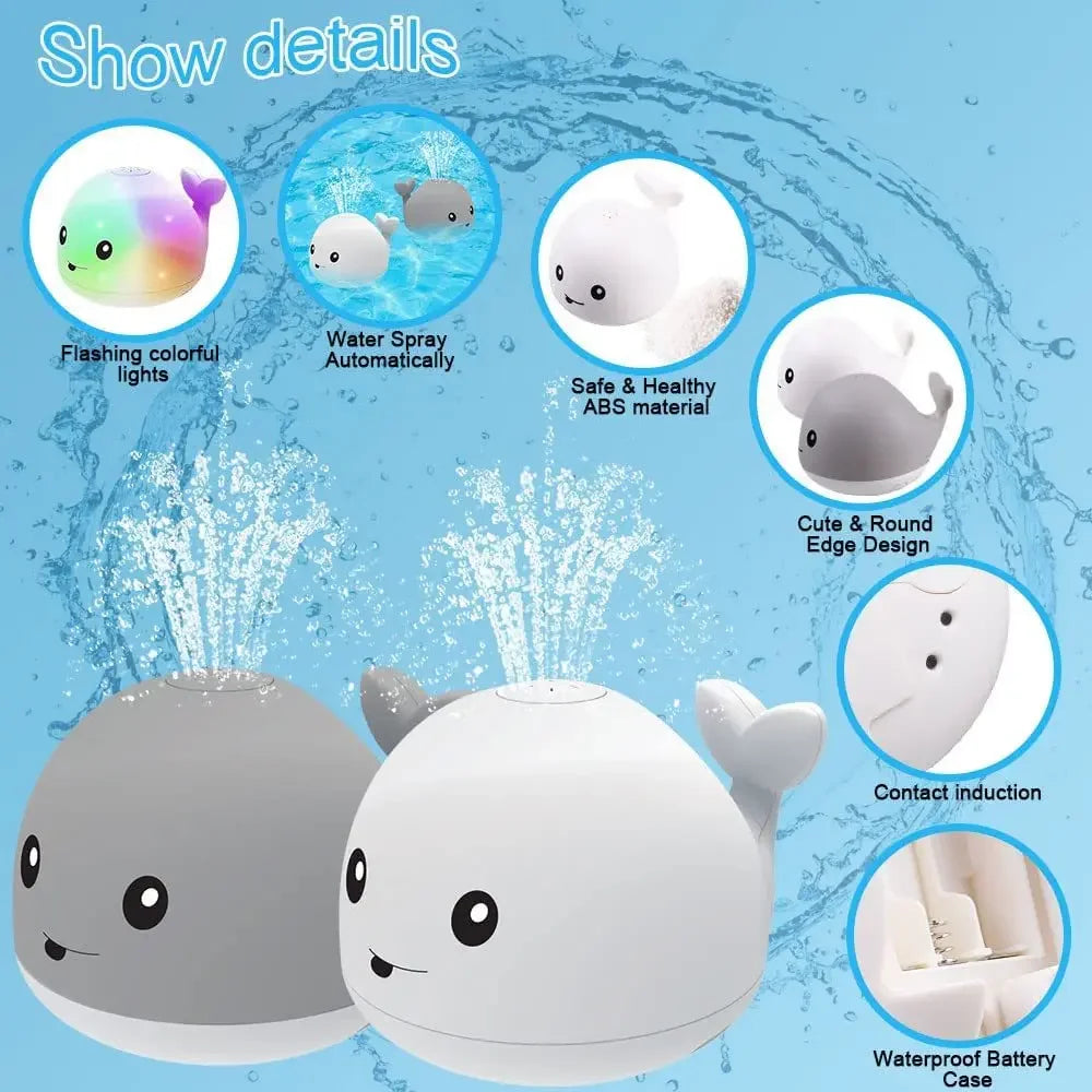 Whale Water Sprinkler Bath Toy with Glowing LED Lights