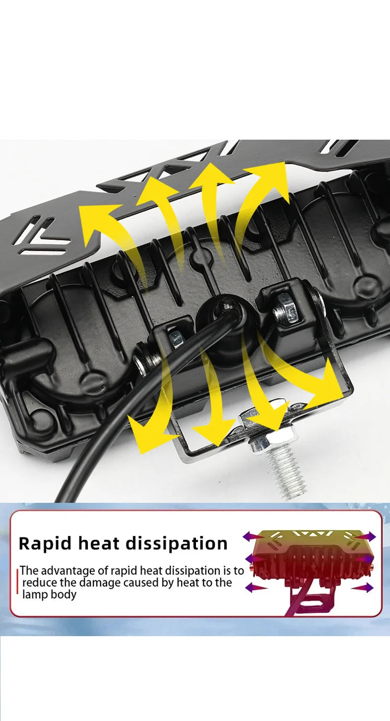 Dual Color LED Spotlight with High/Low Beam for Motorcycles and Vehicles