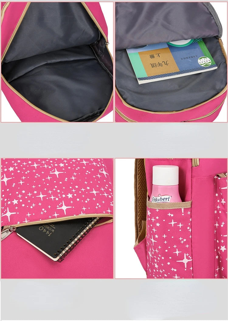 3-Piece Canvas Backpack Set for School