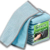 A stack of six pairs of light blue non-scratch wire dishcloths with a double layer visible.