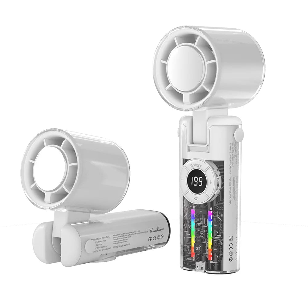 Portable High-Speed Cooling Fan with LED Display and 4000mAh Battery