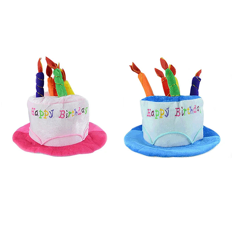 Novelty Birthday Cake Hat with Candle Accent