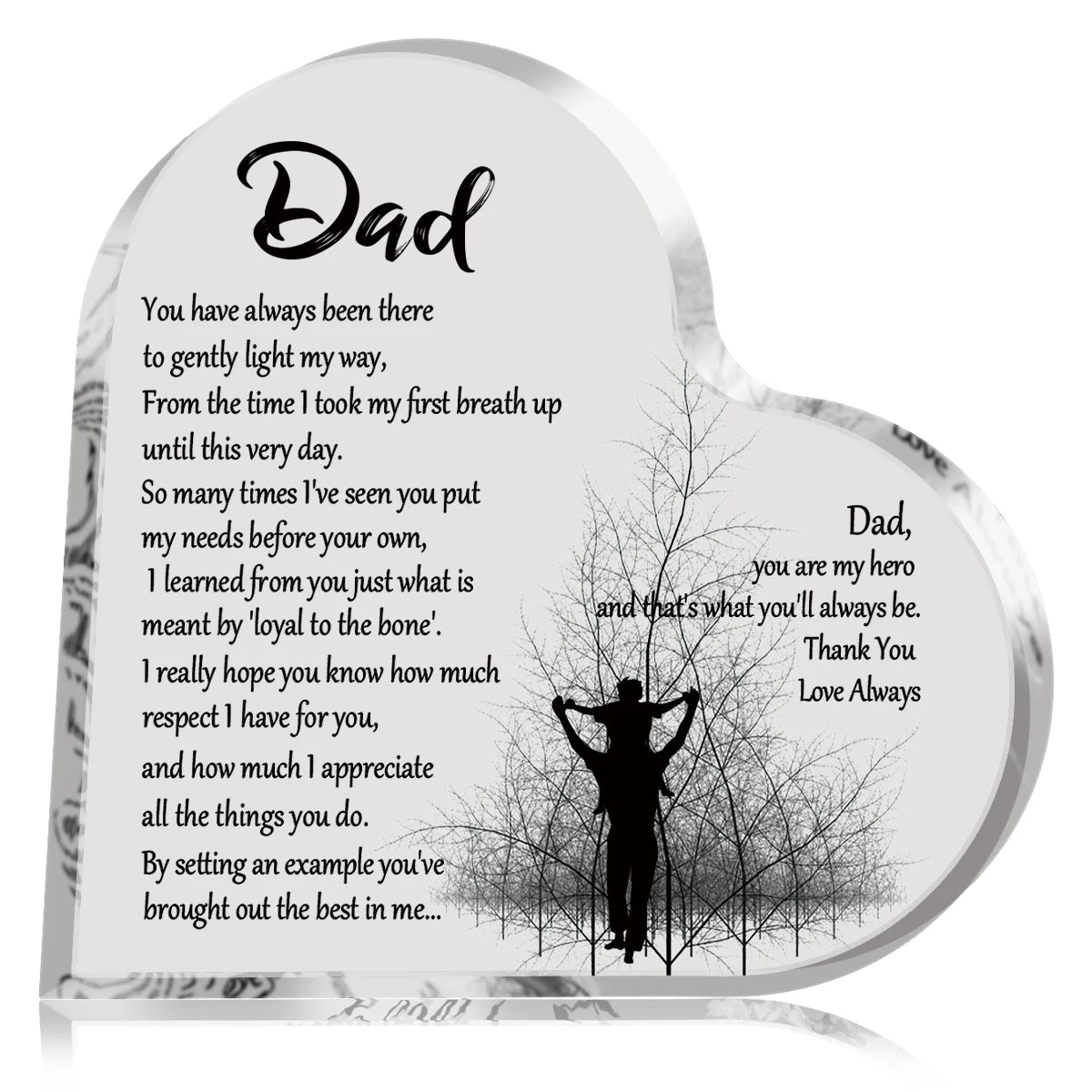 Heart-Shaped Acrylic Keepsake Plaque for Dad