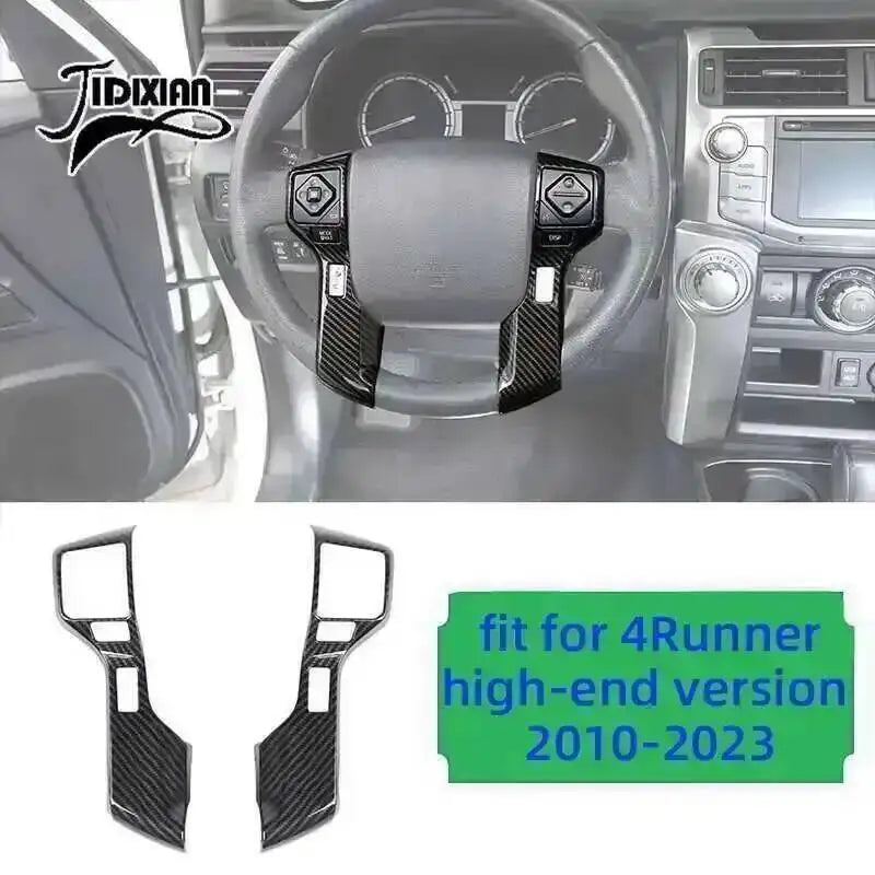 Carbon fiber trim kit for Toyota 4Runner high-end version featuring custom steering wheel covers.