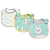 A set of three soft cotton baby bibs featuring cartoon sheep prints in white and pink.