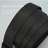 Black flexible nylon straps for a tactical belt featuring a secure metal buckle.