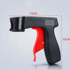 Black and red universal spray paint handle with measurements shown.