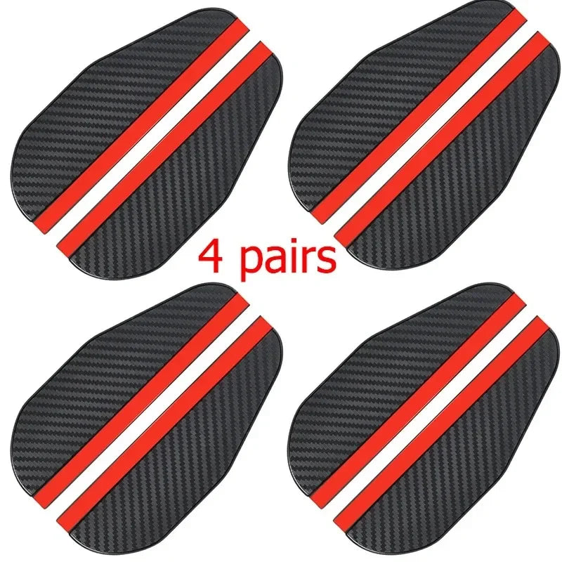 Four pairs of black carbon fiber car side mirror rain and sun visors.