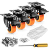 Heavy-Duty Swivel Plate Casters with Dual Locking Brakes (Set of 4)