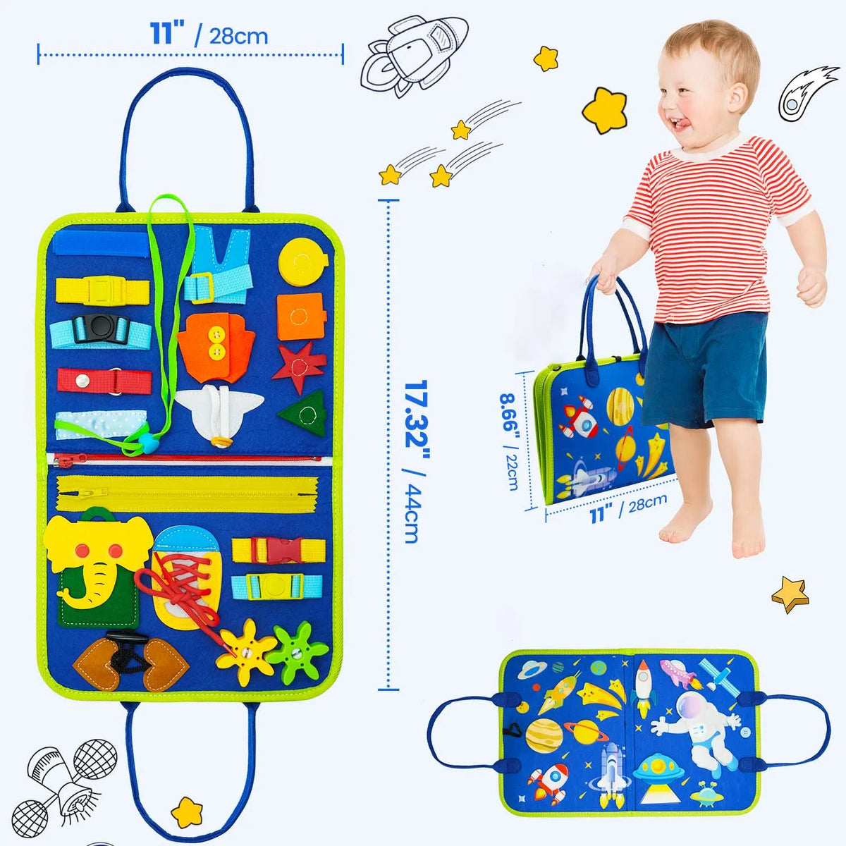 Montessori Busy Board – Dinosaur-Themed Sensory Learning Toy for Toddlers