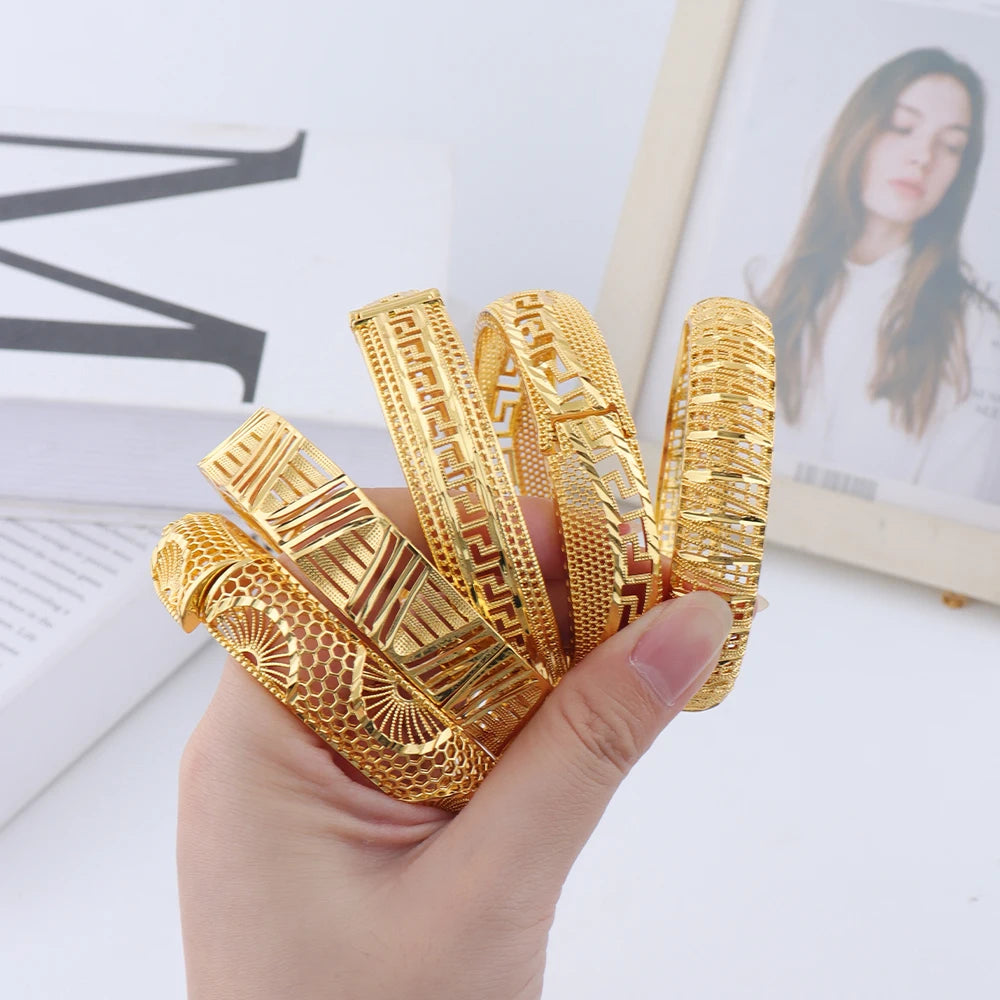 Gold Plated Hollow Bangles for Women