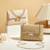 Bohemian Woven Crossbody Bag with Chain Strap