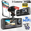 3-Lens WiFi Dash Cam with Front, Interior & Rear Cameras