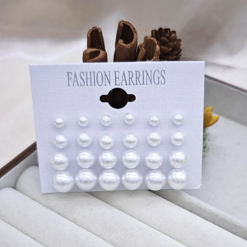 12 Pack Fashion Pearl Imitation Earrings
