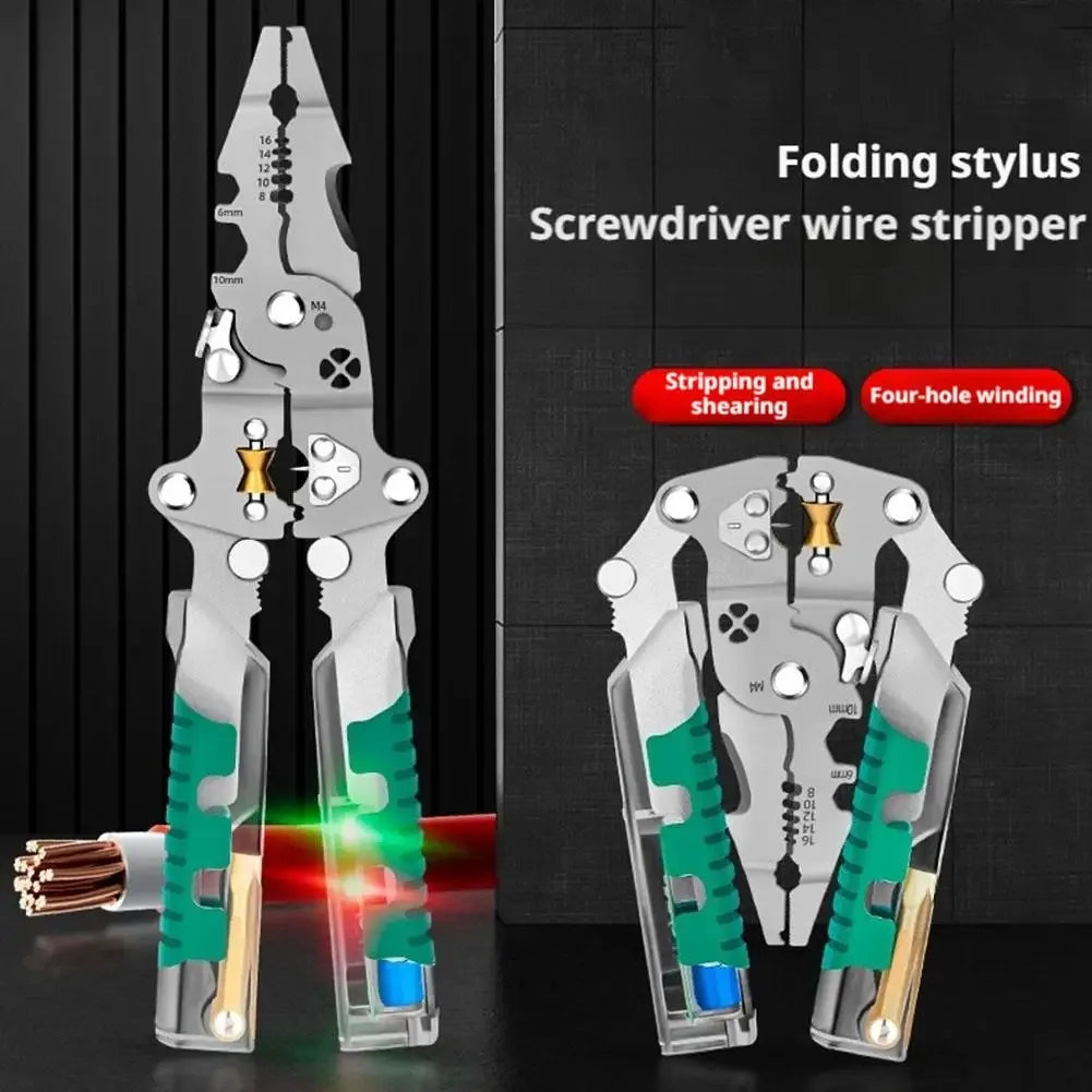 Foldable Multifunctional Wire Stripping Pliers with Voltage Detection