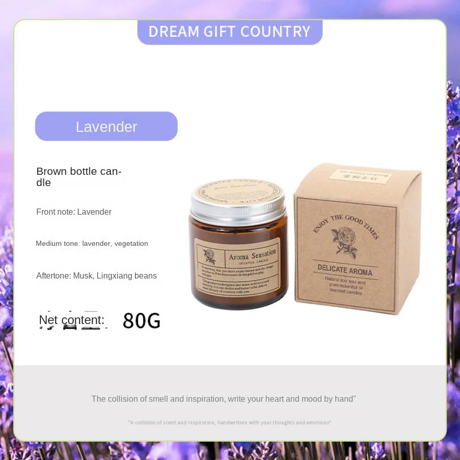 Hand-Poured Soy Wax Aromatherapy Candle in Amber Glass Jar