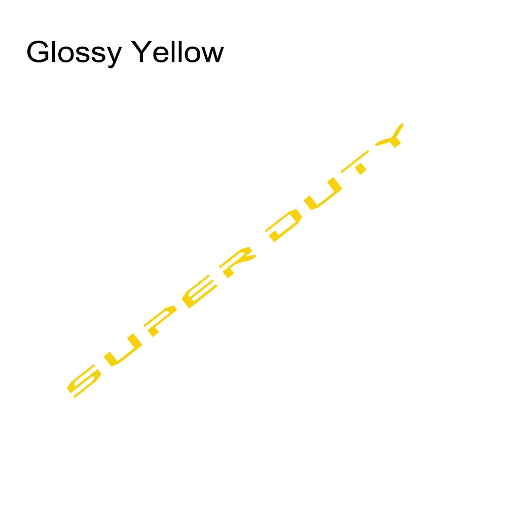 Glossy yellow decal for a Ford Super Duty tailgate insert.