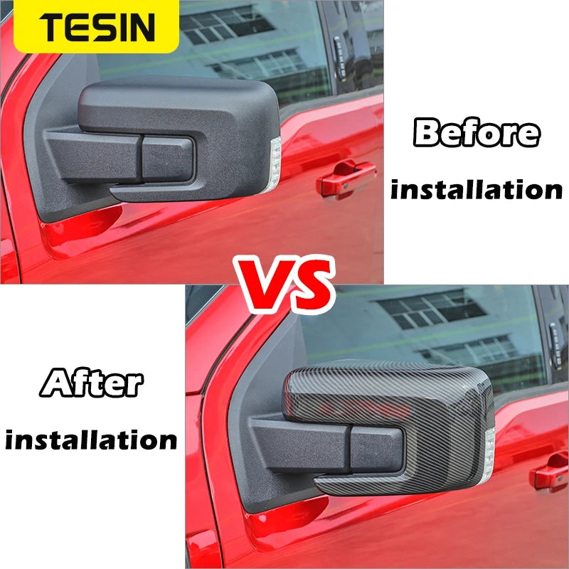 Carbon Fiber Look Mirror Cover for Ford F-150 (2021-2025)