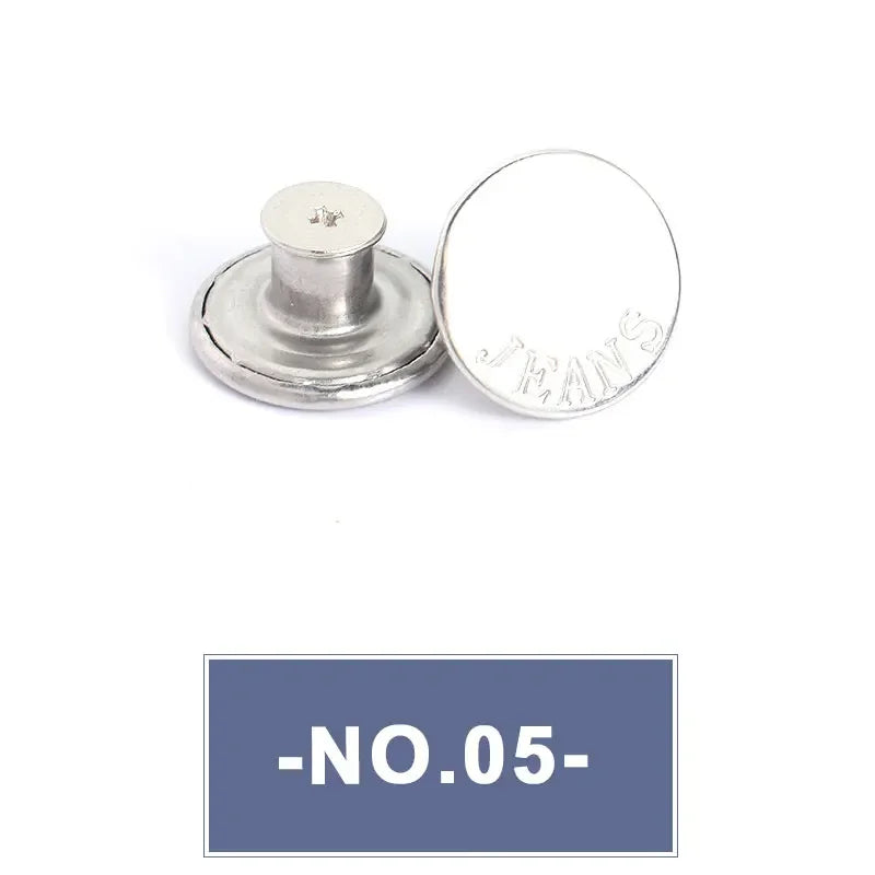 No-Sew Replacement Jeans Buttons - 17mm Metal Snap Buttons