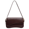A dark brown vintage leather crossbody bag with a flap closure.