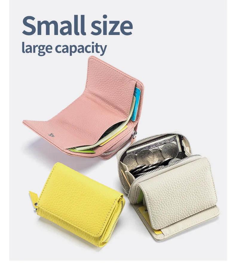 Genuine Leather Mini RFID Wallet for Women