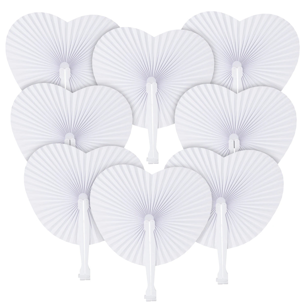 Classic White Folding Paper Hand Fans with Plastic Handles