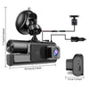 A black dash cam device with a camera mounted on top and wires for power and recording.