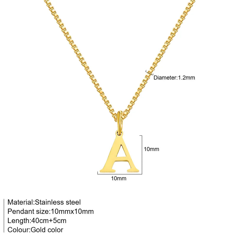 A-Z Initial Pendant Necklace in 18K Gold Plated Stainless Steel