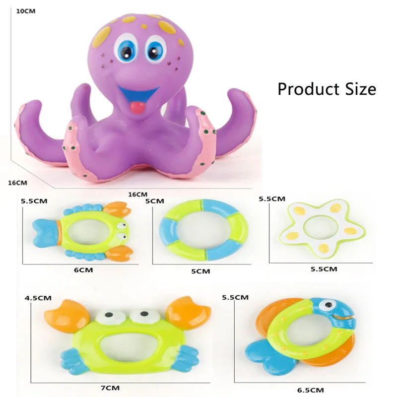 Floating Octopus Bath Toy with Ring Toss Game
