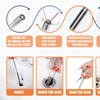 A set of drain clog remover and hair catcher cleaning tools including a spring top, hooks, and a durable handle for uncloggin