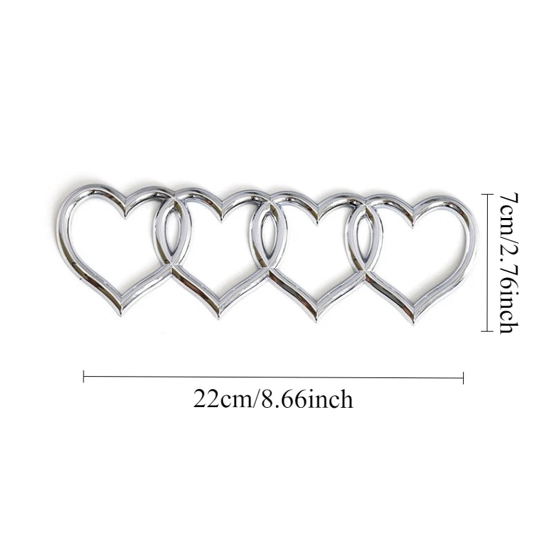 Heart Chain Car Decal – 3D Chrome Emblem for Truck, SUV & Sedan Trunk
