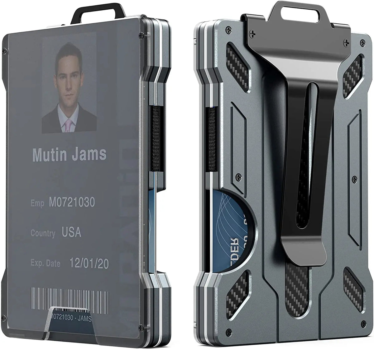 Slim Aluminum RFID Blocking Wallet with ID Window and Money Clip