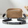 Quilted Crossbody Camera Bag with Wide Letter Strap