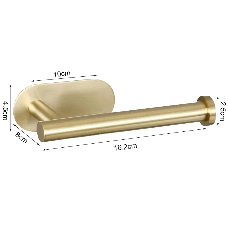 A brass or gold-toned stainless steel wall-mounted paper towel holder with a 16.2cm bar and a 4.5cm mounting plate.