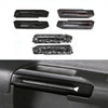 Set of carbon fiber door handle covers for Ford Mustang featuring various styles and finishes.