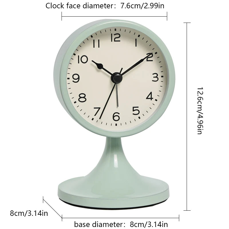 Nordic Metal Round Alarm Clock with Silent Movement and Nightlight