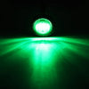 Bright green LED side marker lights shining a beam in the dark.