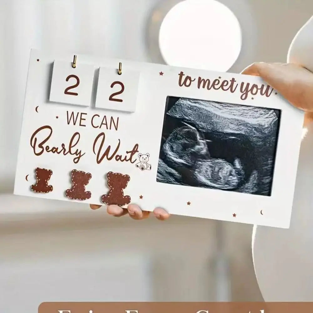 Wooden Pregnancy Countdown Picture Frame with Ultrasound Slot