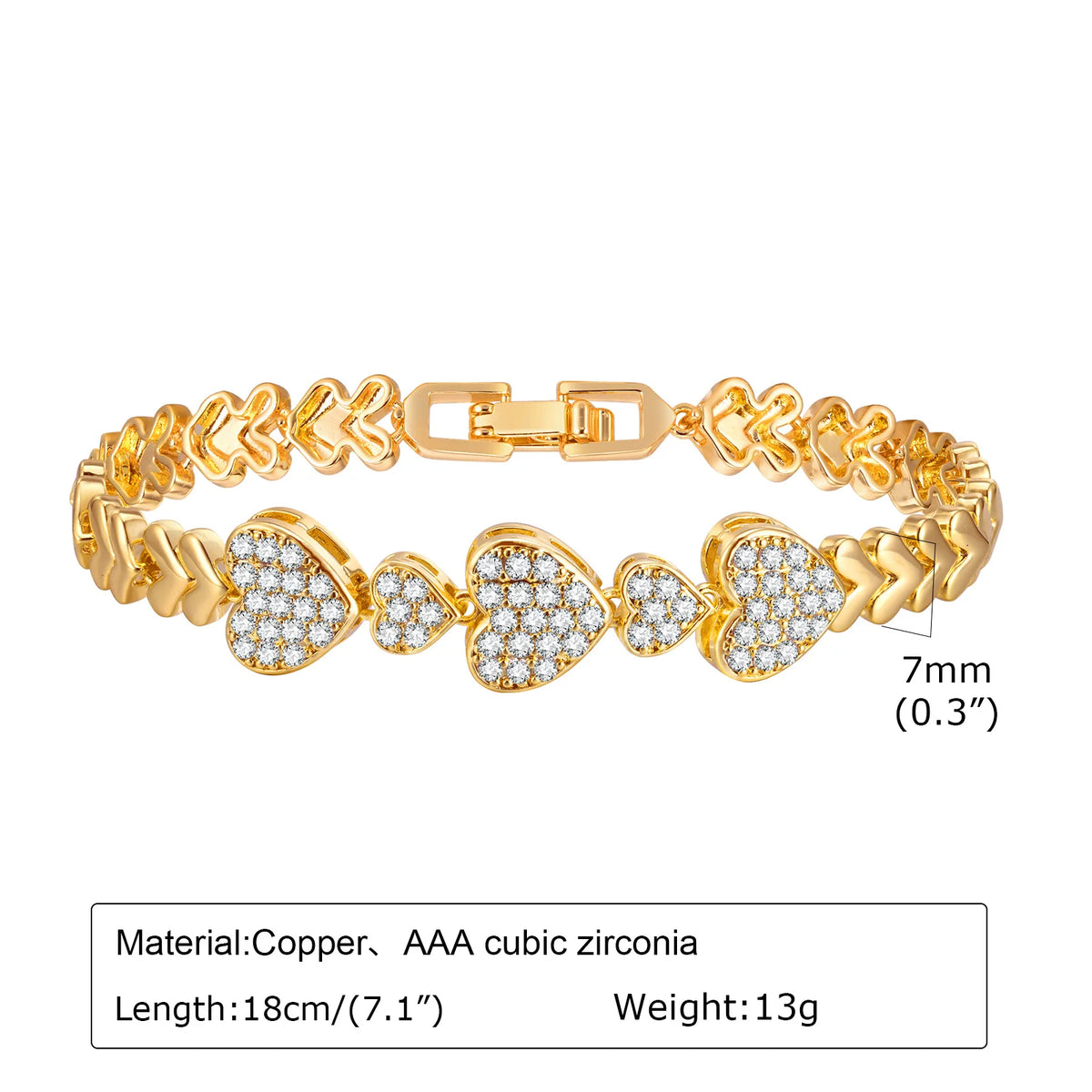 Bracelet Chaîne à Anneau de Papier Doré avec Pierres CZ