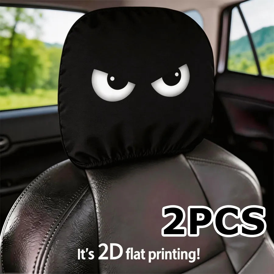 Funny Angry Eyes Car Headrest Covers (Set of 2)