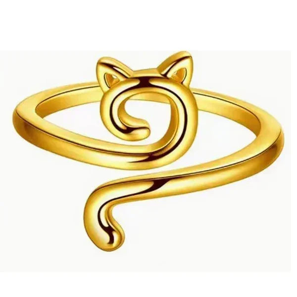 Anillo Guía de Lana con Forma de Gato Ajustable