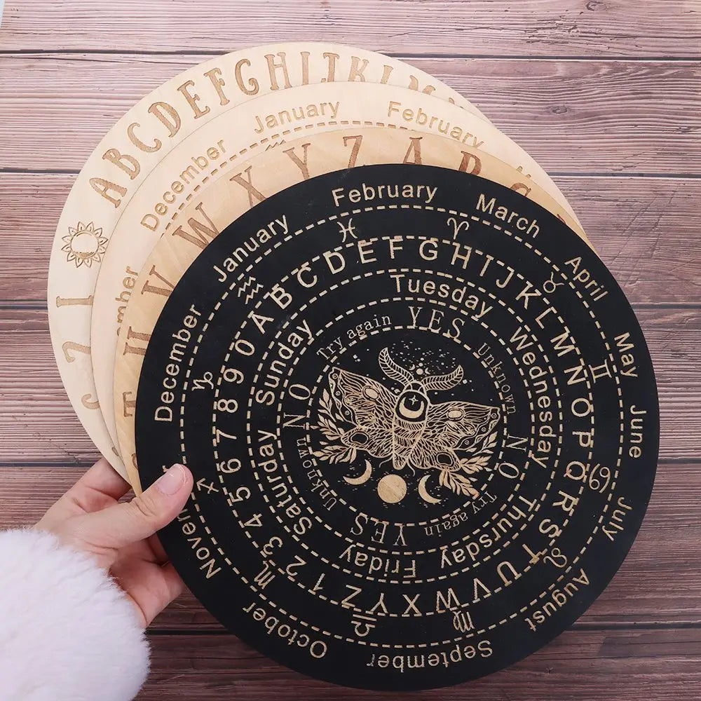 Wooden Pendulum Board with Celestial Design for Divination and Home Decor