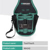 A black tool pouch with a green strap and white accents is shown against a light background.